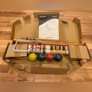 Vintage NEW Sportcraft Portable Croquet Set w/ Bag Complete Plastic Sealed RARE!